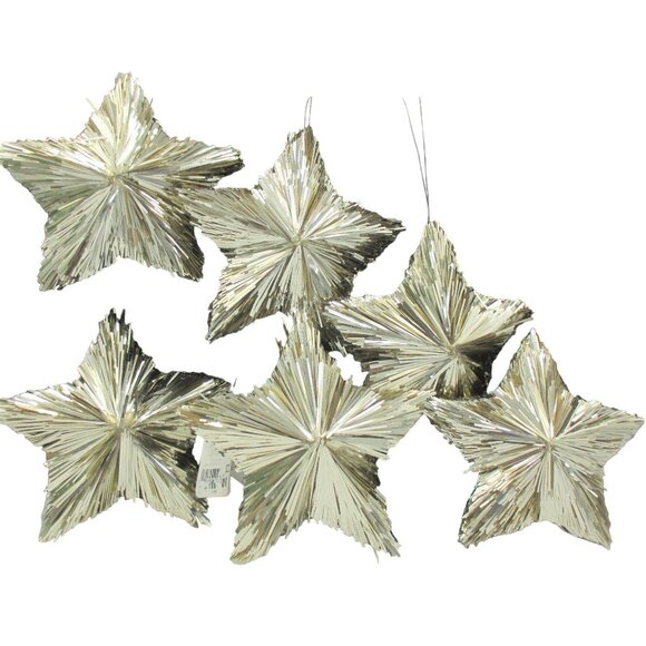 Target Wondershop GOLD Tinsel Stars Christmas Tree Ornaments Set Of 8 Lot NWT - Picture 2 of 7